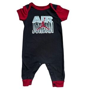 Nike Air Jordan Black and Red Baby 1 Piece with Logo size 0-3M